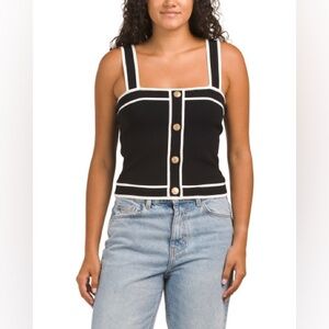 Bailey 44 Sailor Top, Black and White, Gold Buttons, Size Medium